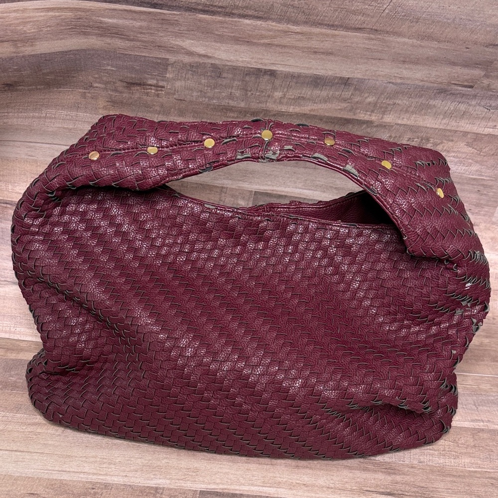 Deux Lux Burgundy Woven Hobo Bag